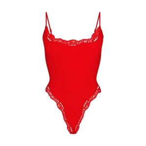 SKIMS Red Bodysuit with Lace Trim size Small